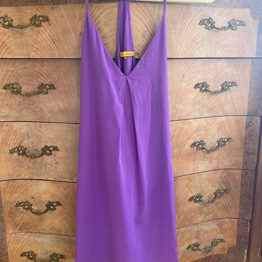 Alice+Olivia Purple halter mini dress, sample size